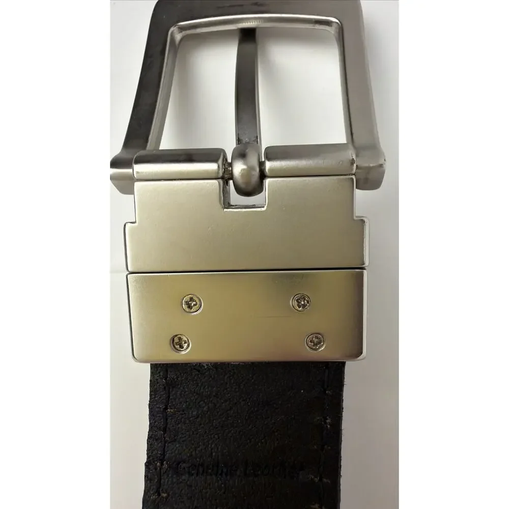 Timberland Reversible Leather Belt Brown/Black Sz 54 1-3/8” Wide Stitched India